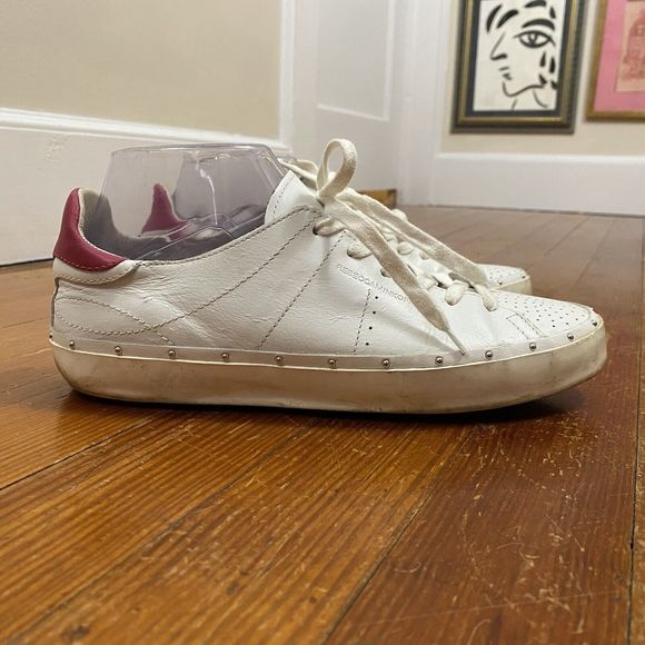 Rebecca Minkoff women's Michell studded white/pink sneakers sz 9 - Picture 5 of 12